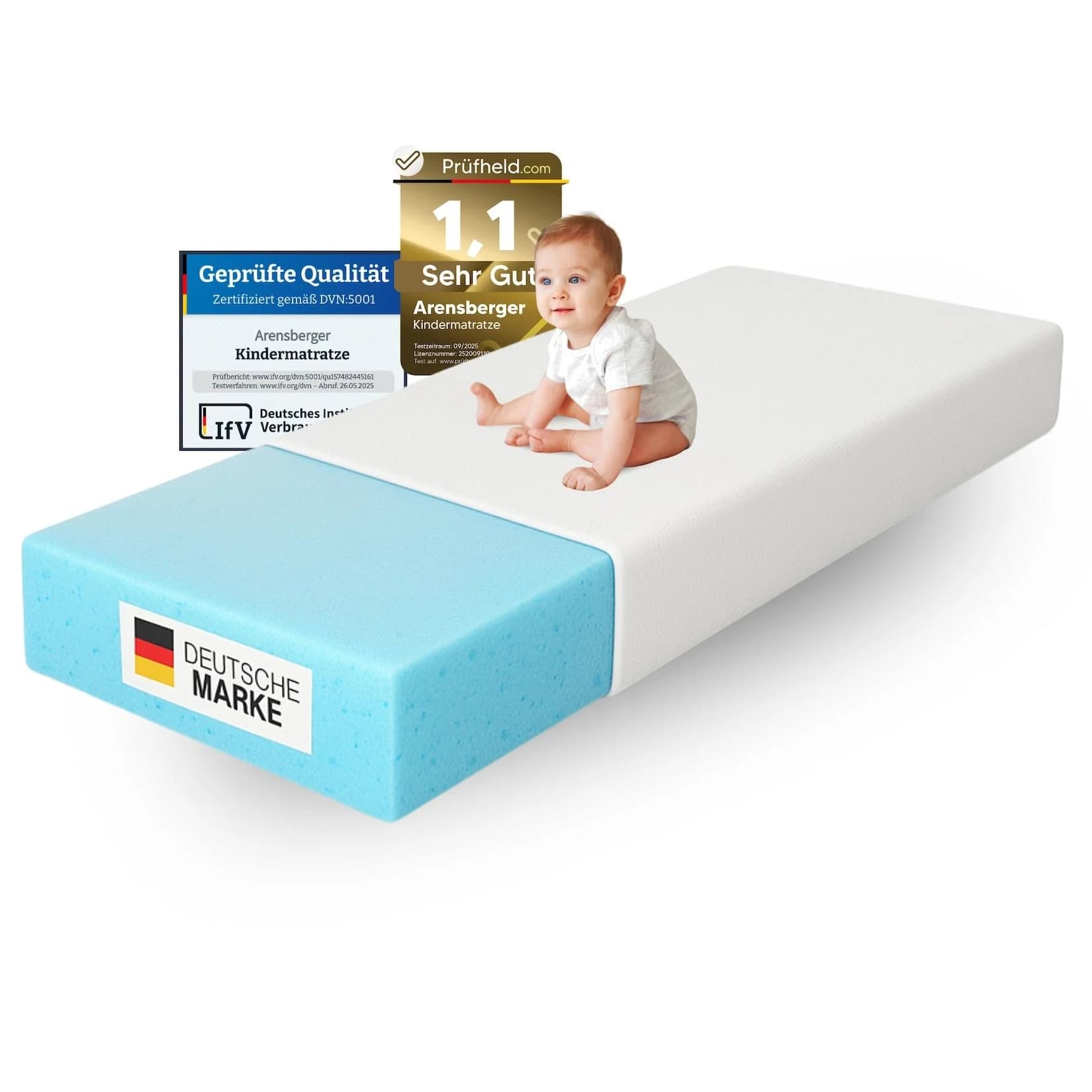 Arensberger Babymatratze NORA 60x120cm Gelschaum waschbar