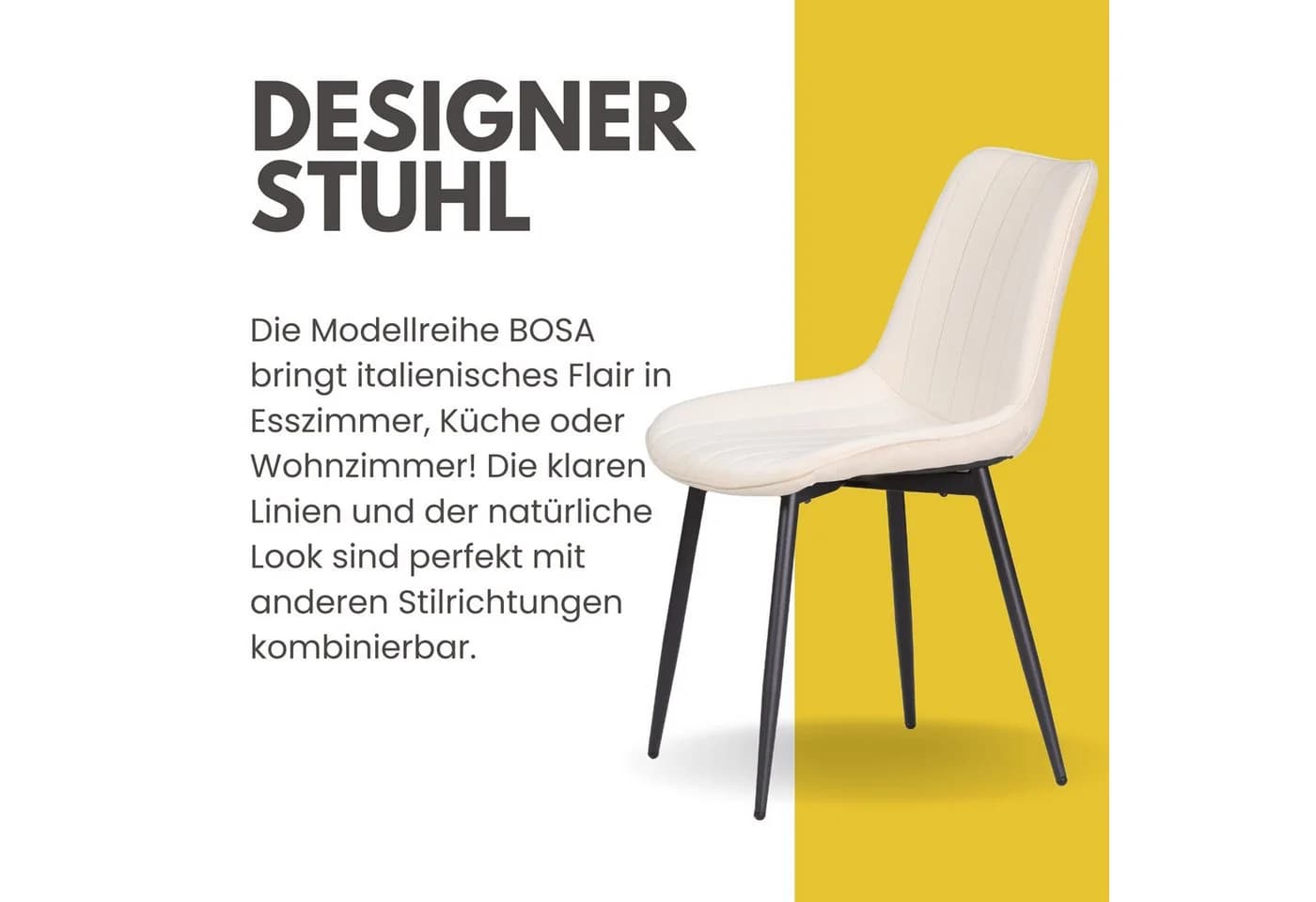 Albatros BOSA Esszimmerstuhl 2er Set Beige Samt Retro - Bild 5