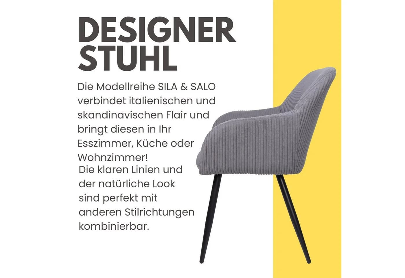 Moderner Esszimmerstuhl in Grau - Bild 5