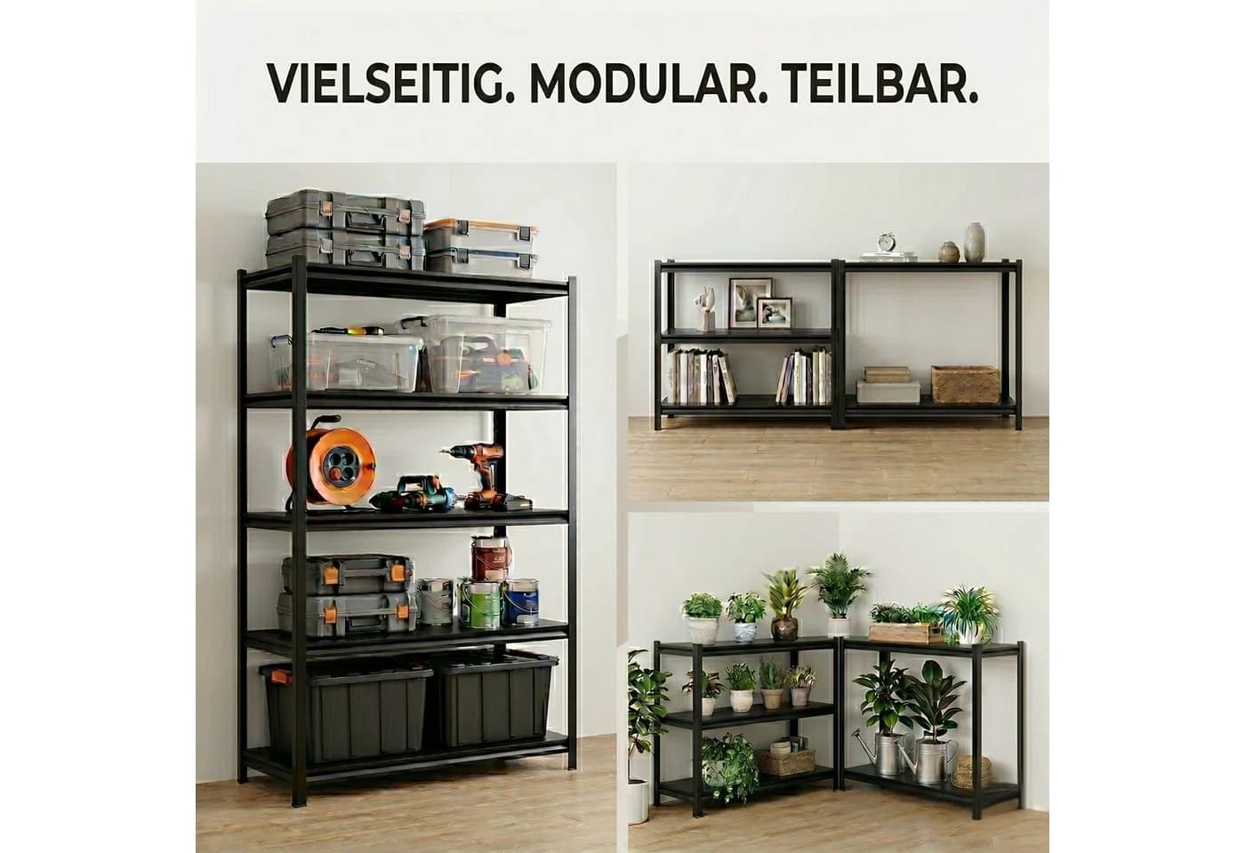 Albatros SR2B Premium Schwerlastregal Schwarz 875 kg belastbar 2er Set - Bild 5