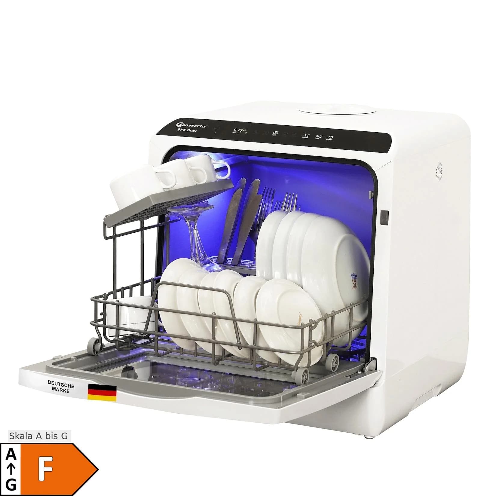 Sommertal Tischgeschirrspüler SP5 Dual – Mini Spülmaschine mit 6 Waschprogrammen