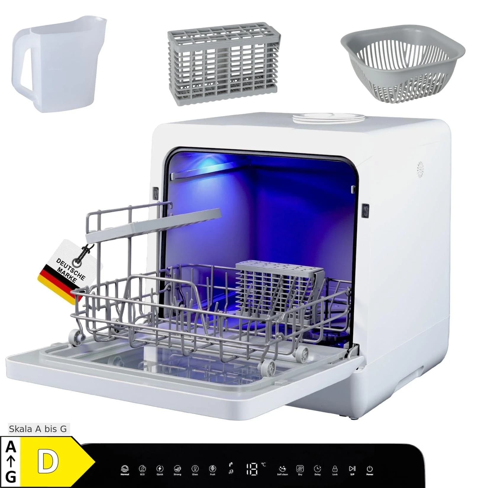 SP9 Dual Mini Geschirrspüler Tischgeschirrspüler für 1-5 Personen, 8 Programme, 950W