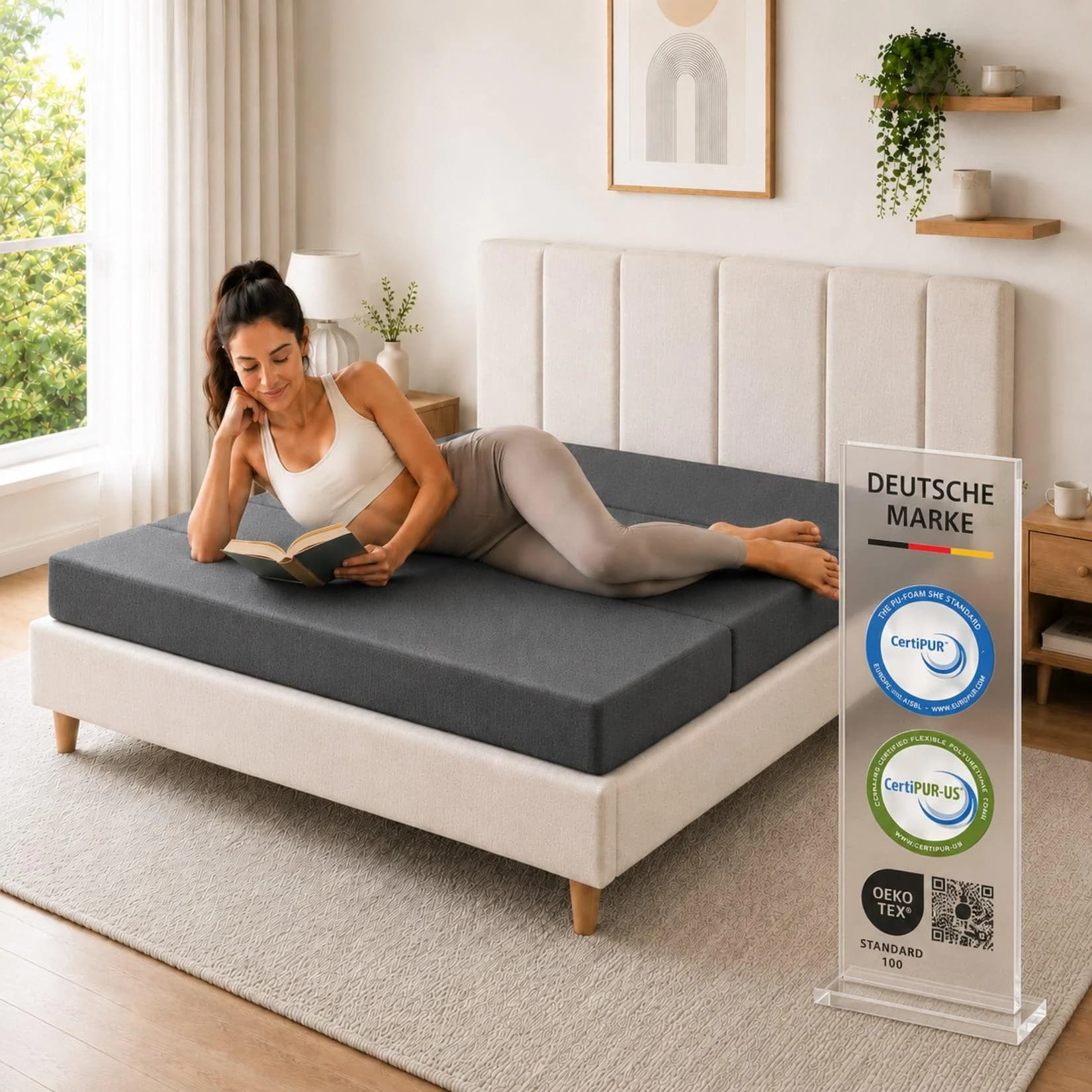 Arensberger Luisa Faltmatratze 15 cm Gel Memory Foam klappbar mit Tragetasche