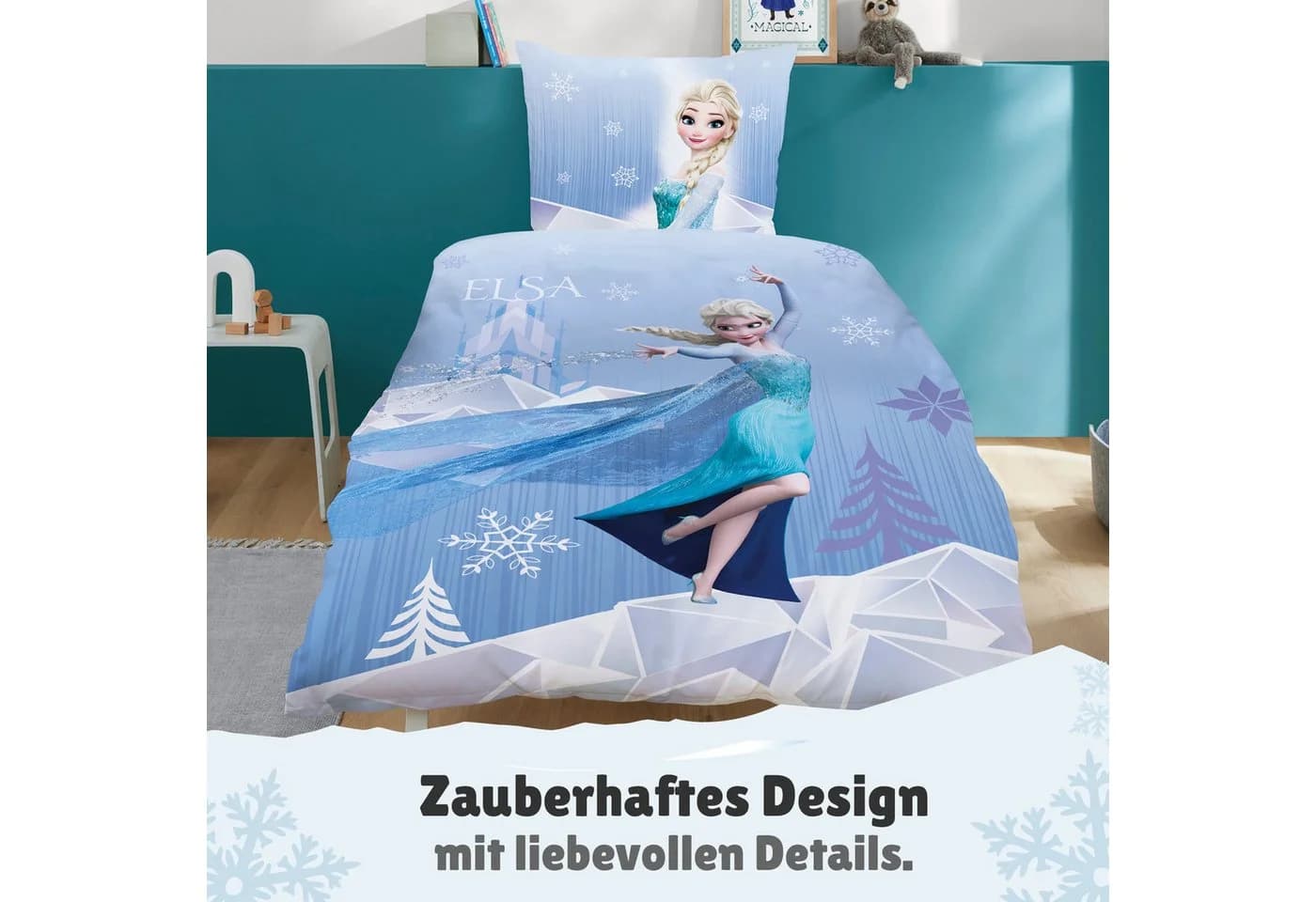 Familando Kinderbettwäsche Set Disney Frozen Biber Blau/Rosa - Bild 4