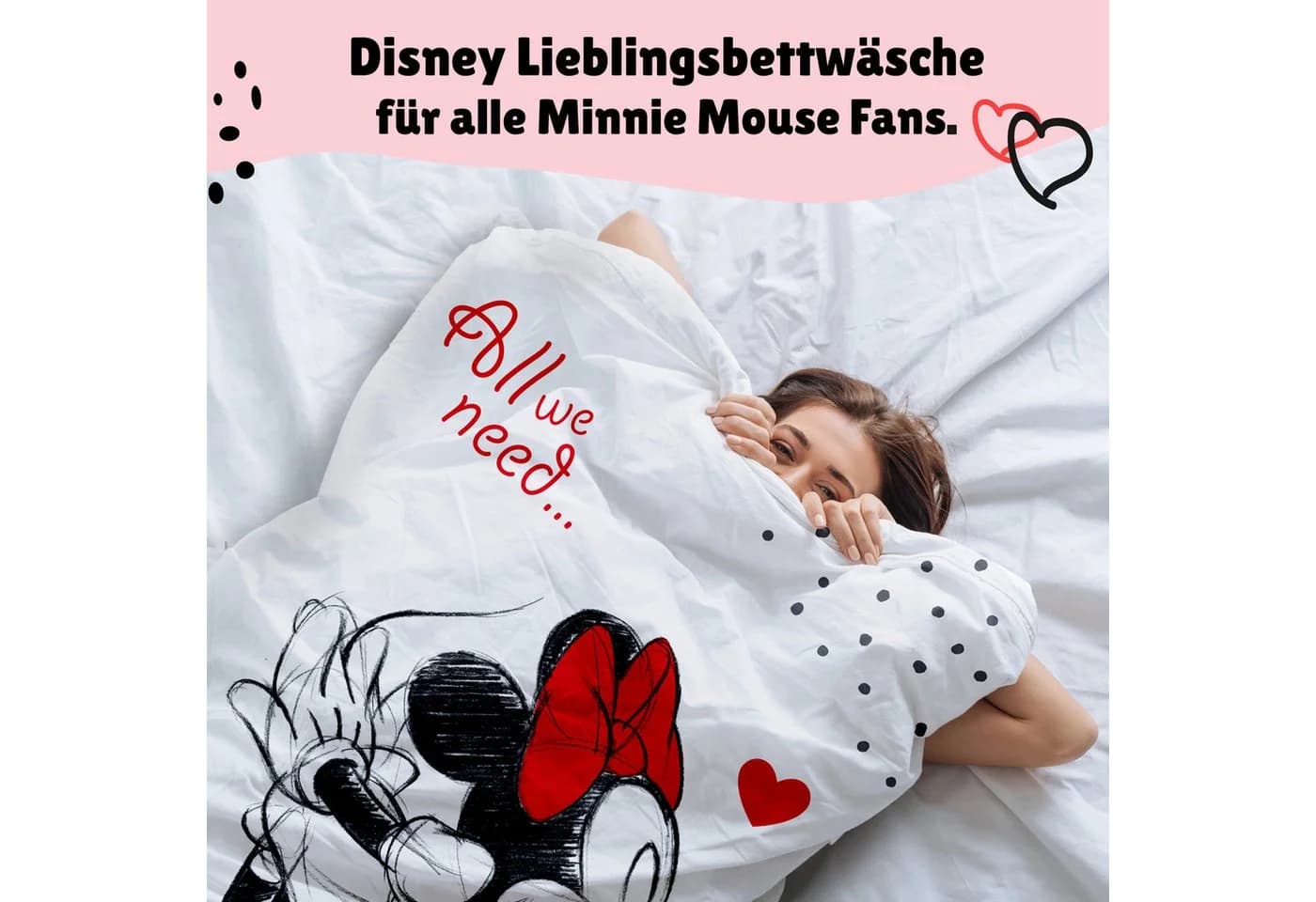 Familando Partnerbettwäsche Mickey & Minnie Mouse 2-teilig Baumwolle