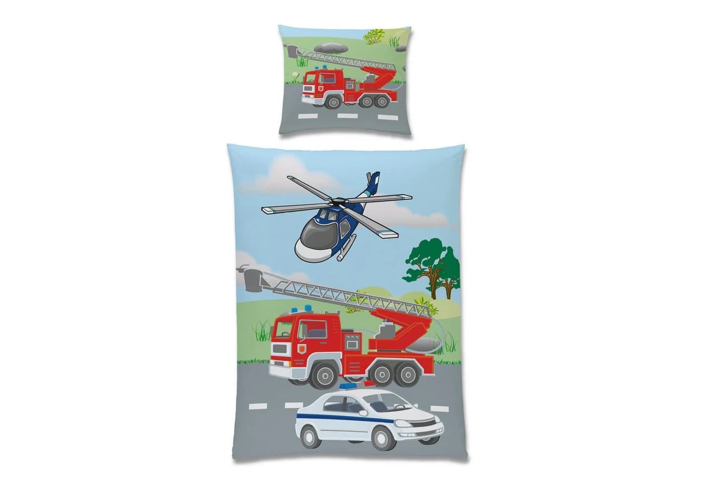 Familando Kinderbettwäsche Polizei & Feuerwehr Bunt Wendeseite - Bild 2
