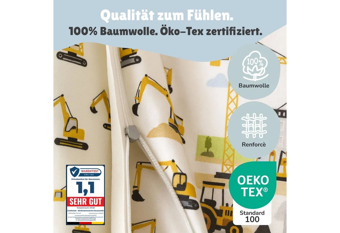 Familando Babybettwäsche Baustelle 100% Baumwolle 2-teilig - Bild 5
