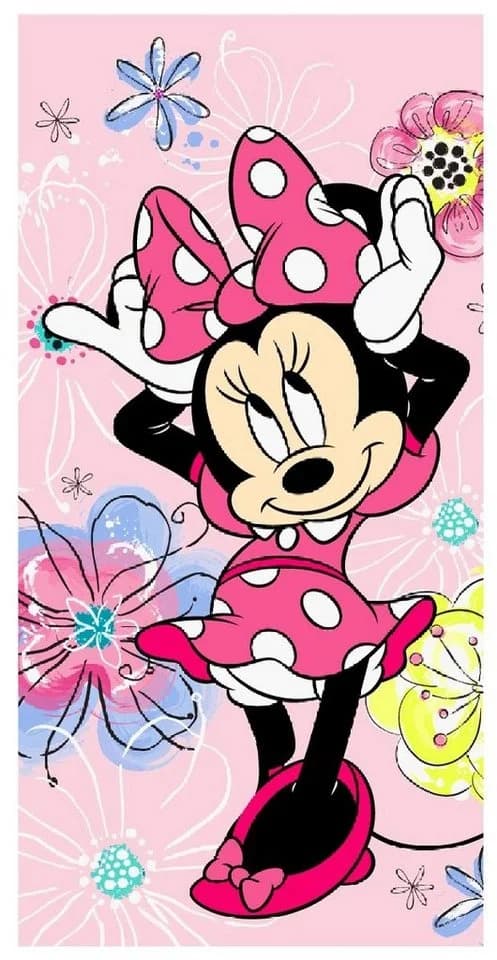 Jerry Fabrics Disney Minnie Mouse Badetuch Rosa Bunt 70x140cm - Bild 2