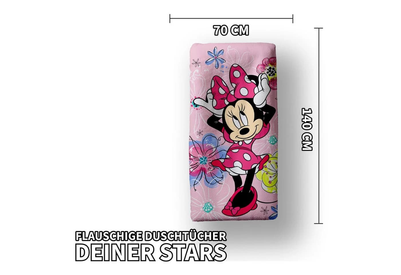 Jerry Fabrics Disney Minnie Mouse Badetuch Rosa Bunt 70x140cm - Bild 4