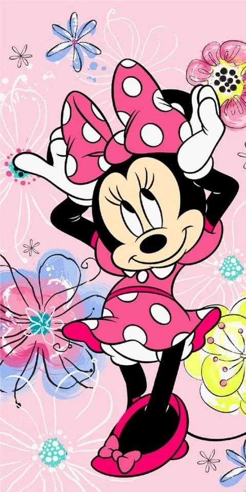 Jerry Fabrics Disney Minnie Mouse Badetuch Rosa Bunt 70x140cm - Bild 5
