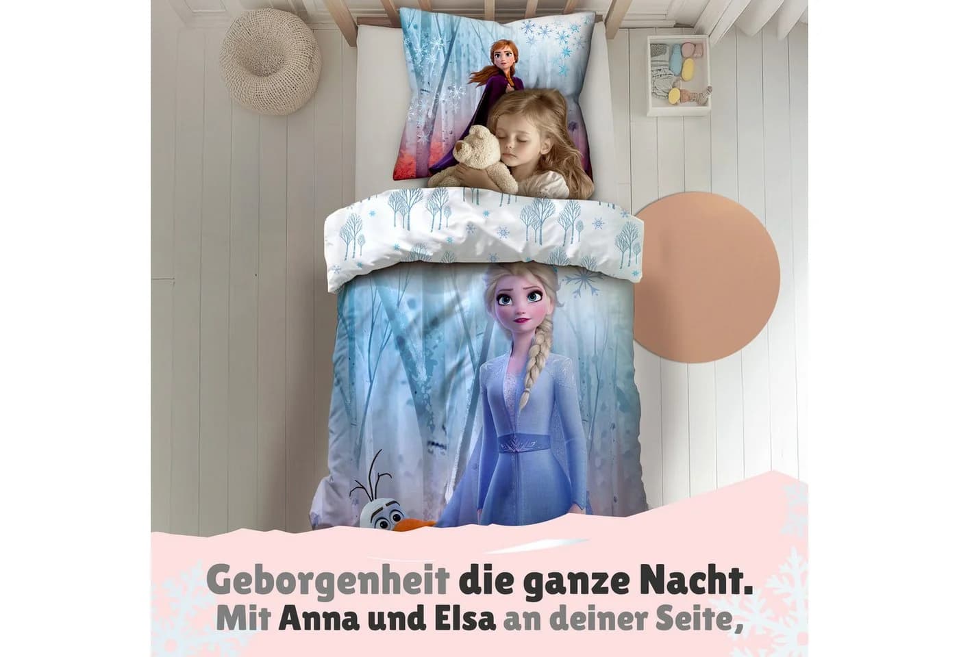 Familando Kinderbettwäsche Disney Frozen Eiskönigin Blau Microfaser