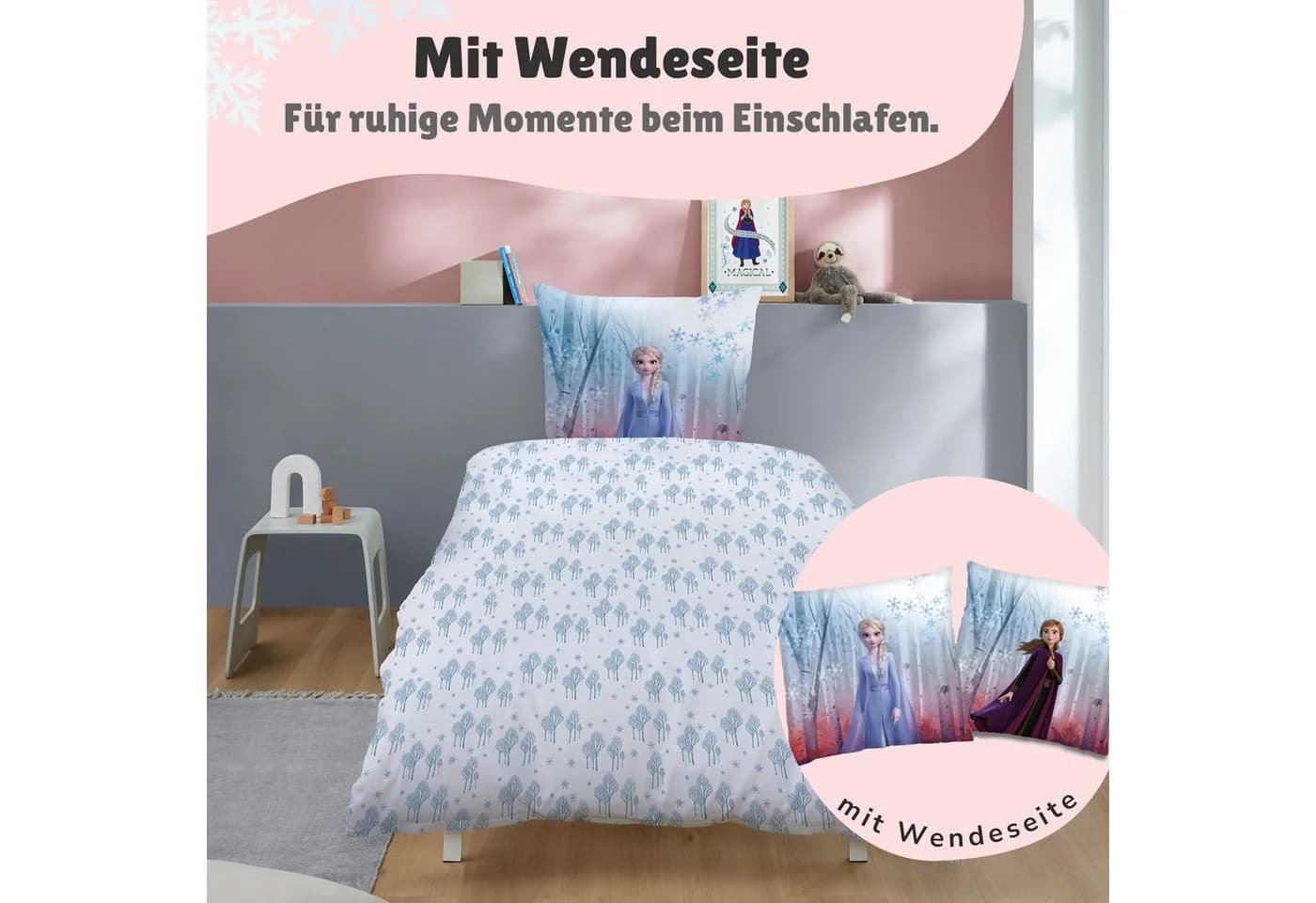 Familando Kinderbettwäsche Disney Frozen Eiskönigin Blau Microfaser - Bild 4
