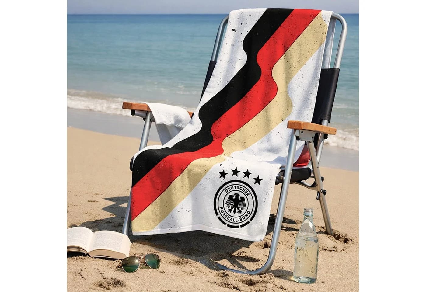 DFB Offizielles Strandtuch Weiß Schwarz Rot Gold Frotté - Bild 1