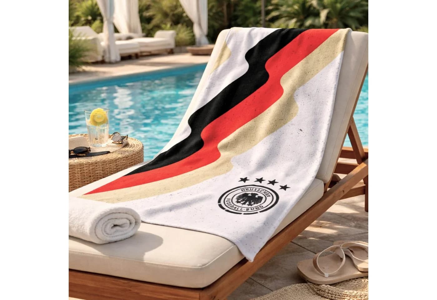 DFB Offizielles Strandtuch Weiß Schwarz Rot Gold Frotté - Bild 3