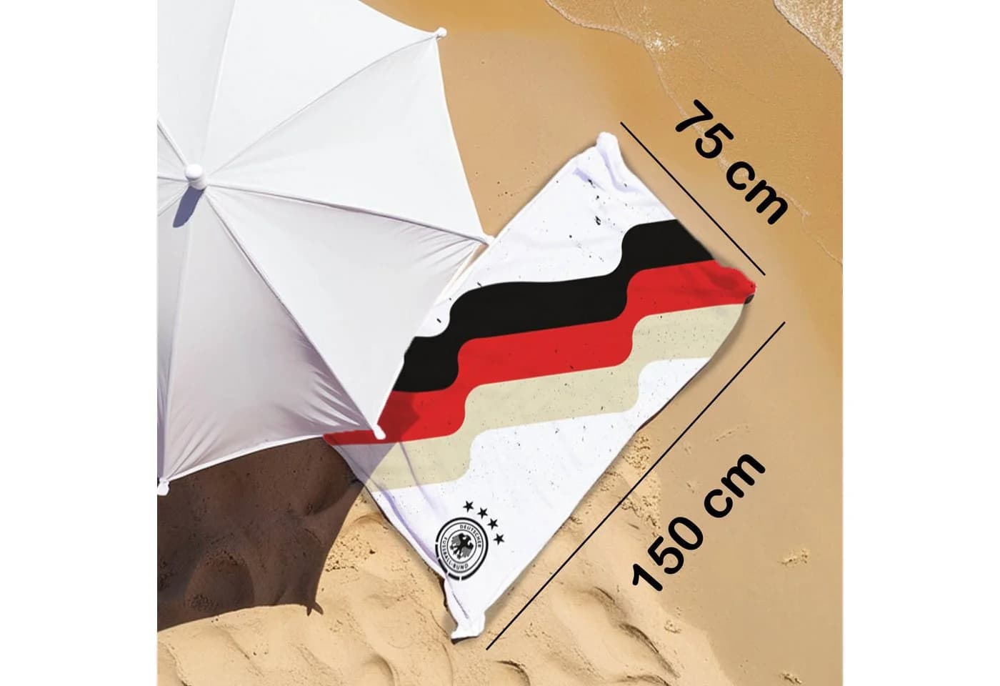 DFB Offizielles Strandtuch Weiß Schwarz Rot Gold Frotté - Bild 4