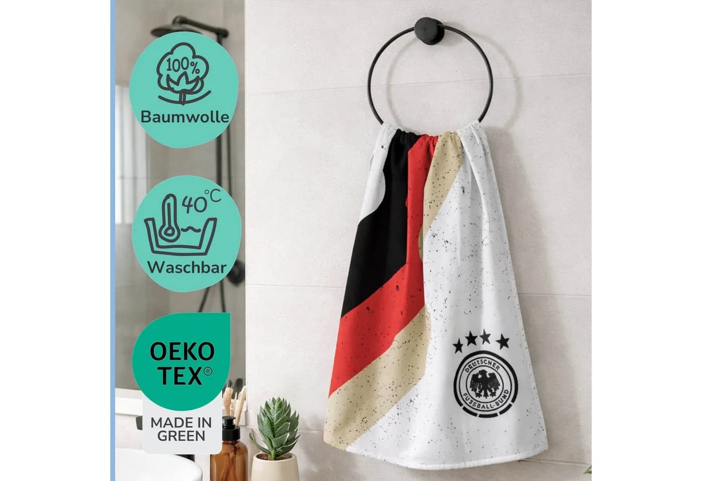 DFB Offizielles Strandtuch Weiß Schwarz Rot Gold Frotté - Bild 5