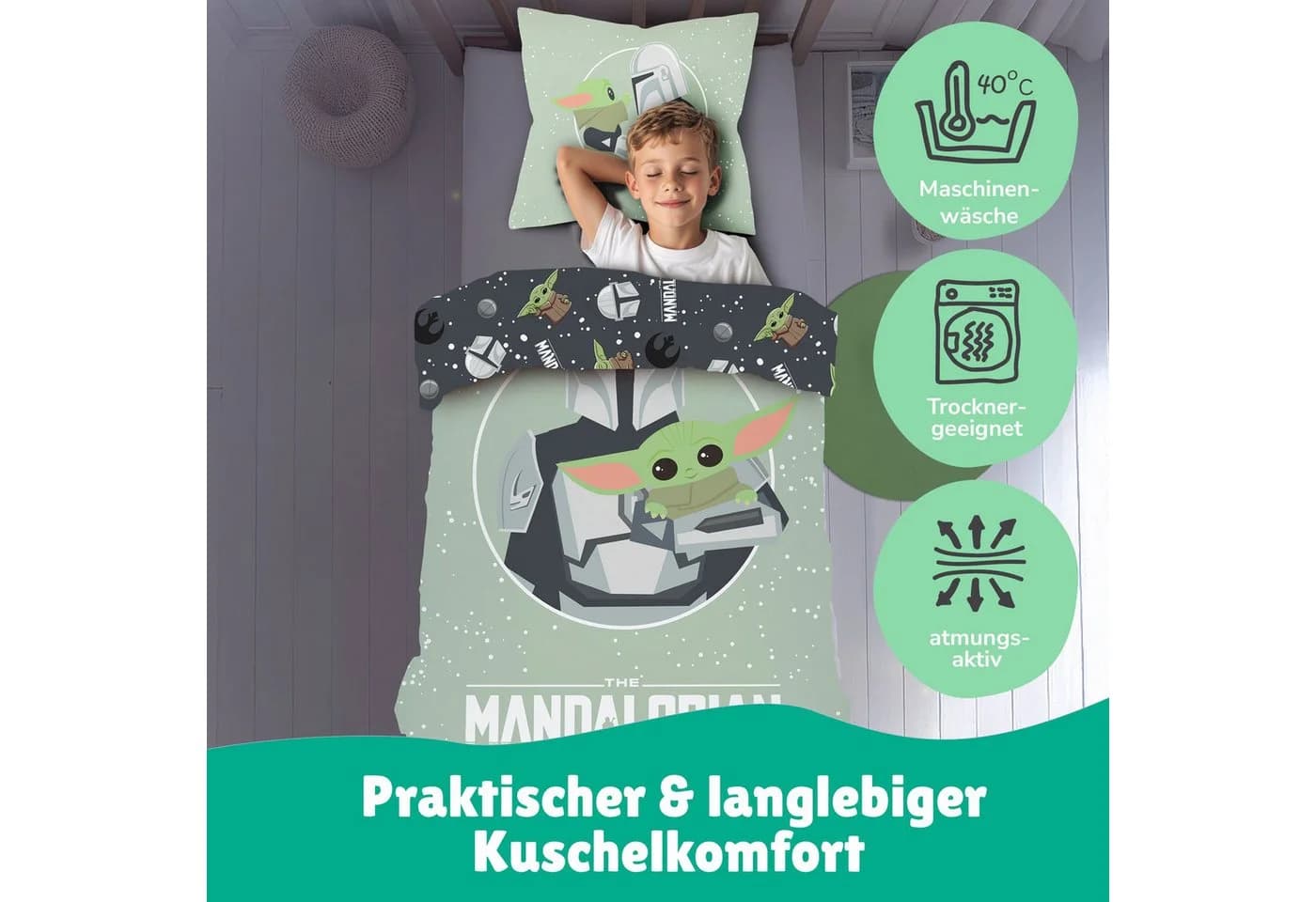 Moderne Kinderbettwäsche in Hellgrün - Bild 4