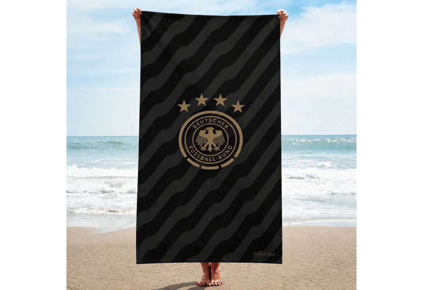 DFB Duschtuch 70x140 cm 100% Baumwolle Frottee Grau Schwarz - Bild 2