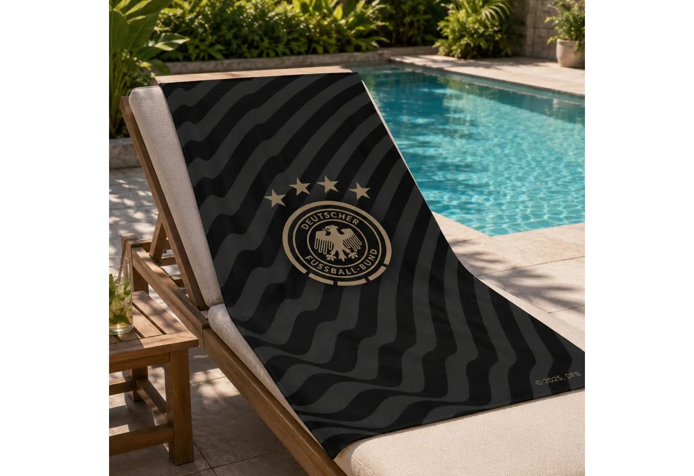 DFB Duschtuch 70x140 cm 100% Baumwolle Frottee Grau Schwarz - Bild 4