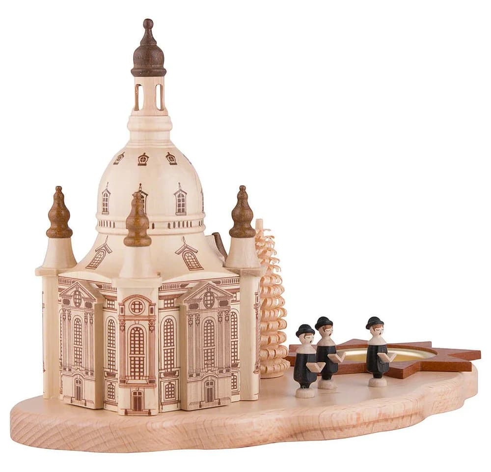 Dregeno Erzgebirge Schwibbogen Teelichthalter mit Dresdner Frauenkirche und Kurrende - Bild 3