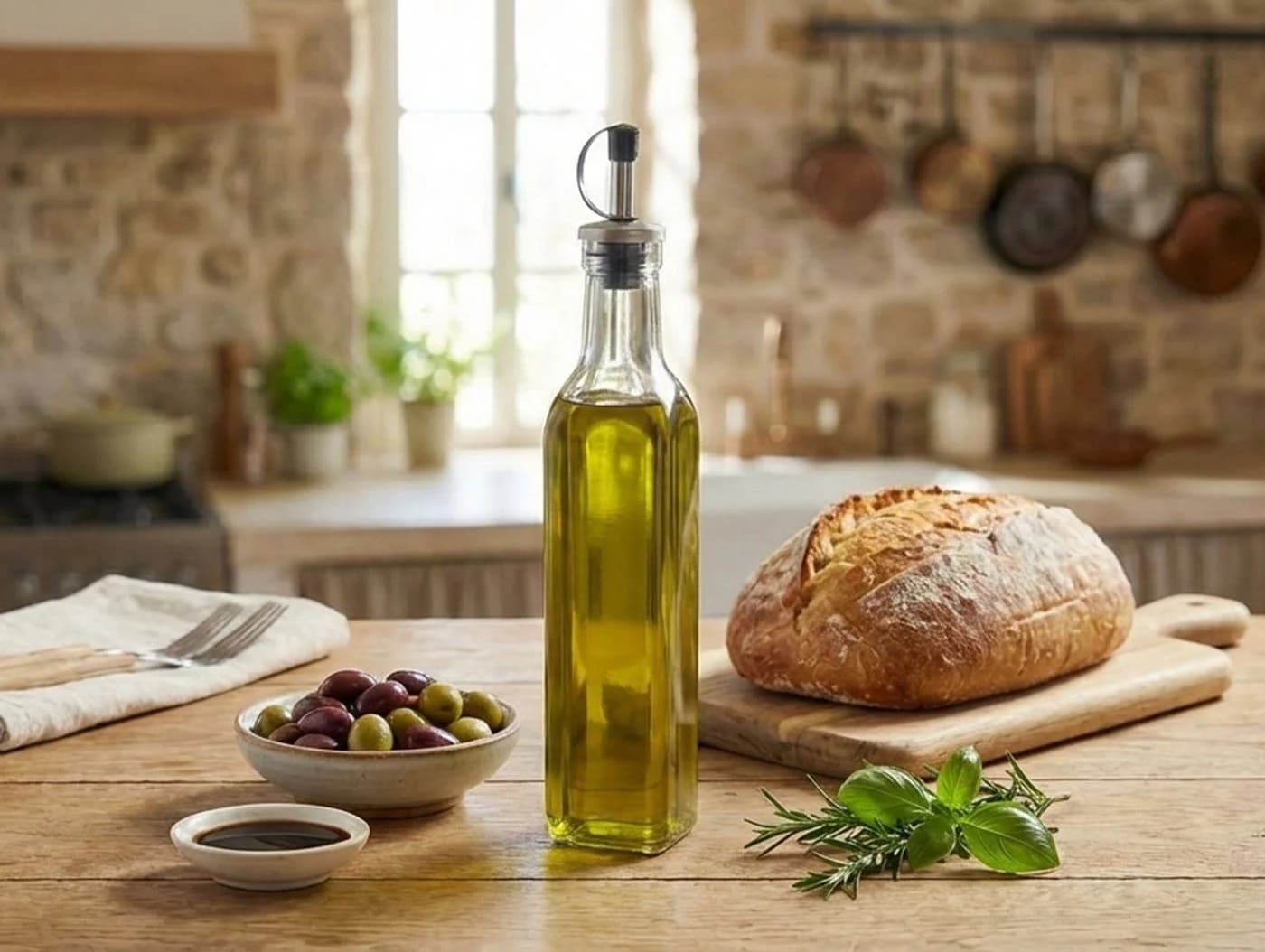 B-Home Ölspender aus Glas mit Edelstahl-Portionierer 250 ml