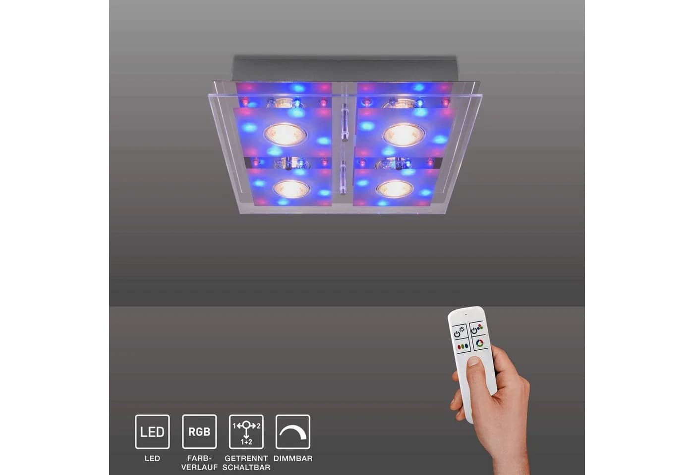 SellTec LED Deckenleuchte STEFAN RGB-Farbwechsel Fernbedienung