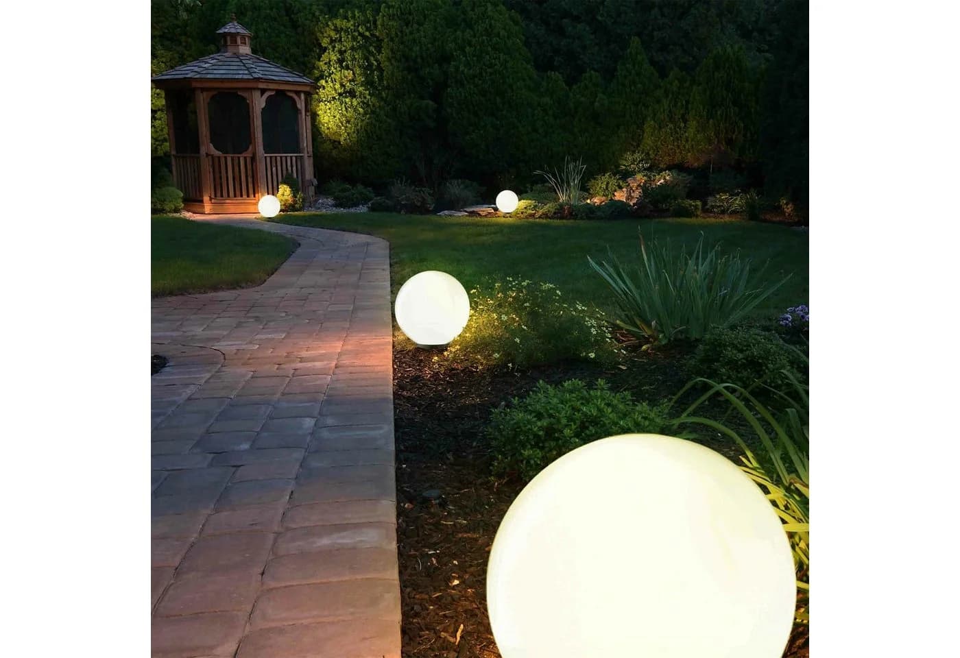 SellTec KIRA SET Kugelleuchte Gartenstrahler weiß E27 IP44 - Bild 5