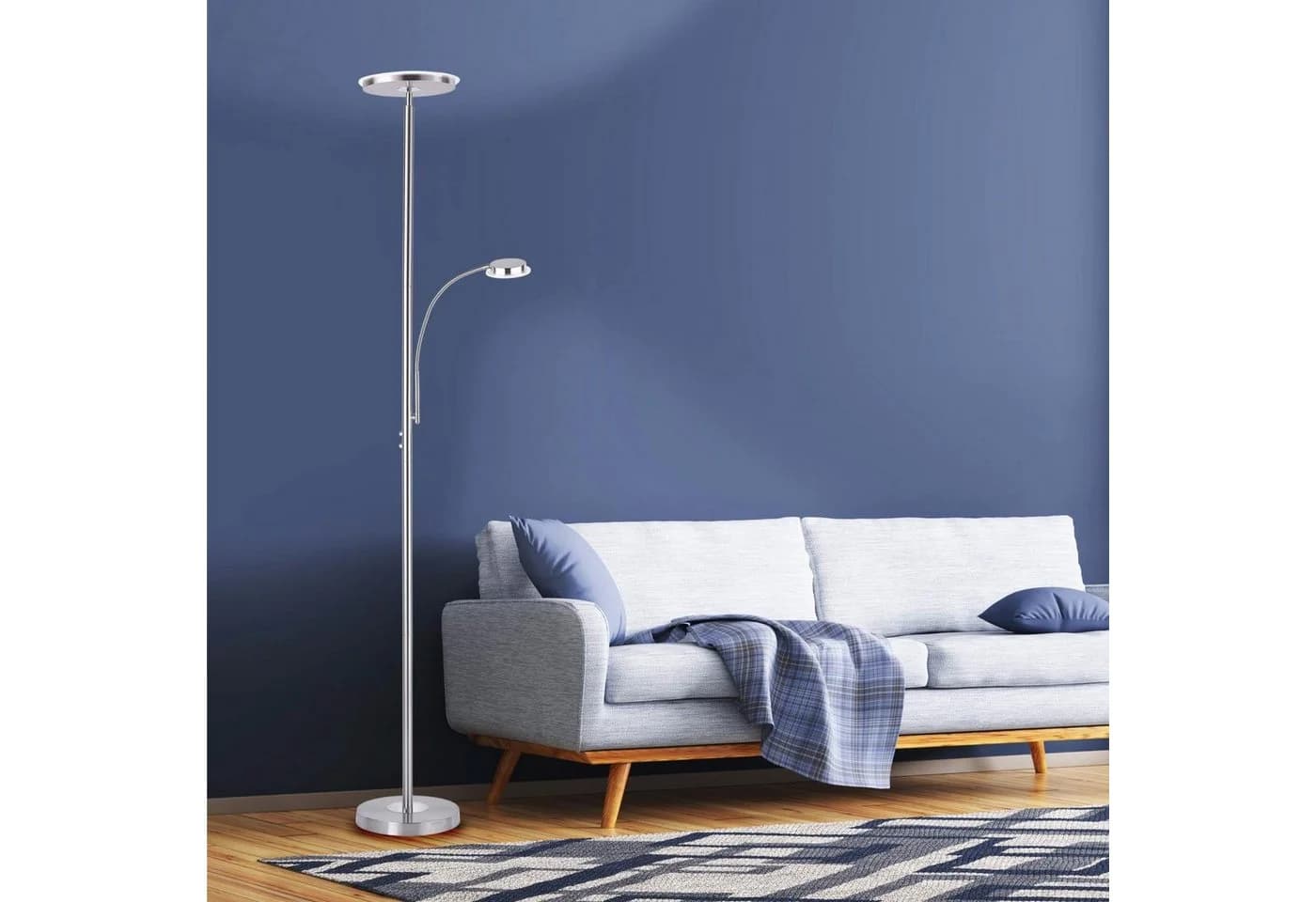 SellTec LED Stehlampe HANS rund dimmbar Touchschalter Leselampe