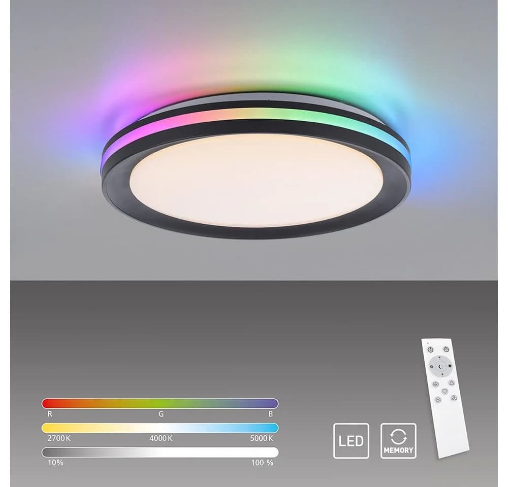 SellTec LED Deckenleuchte GANGES Schwarz RGB CCT Dimmbar