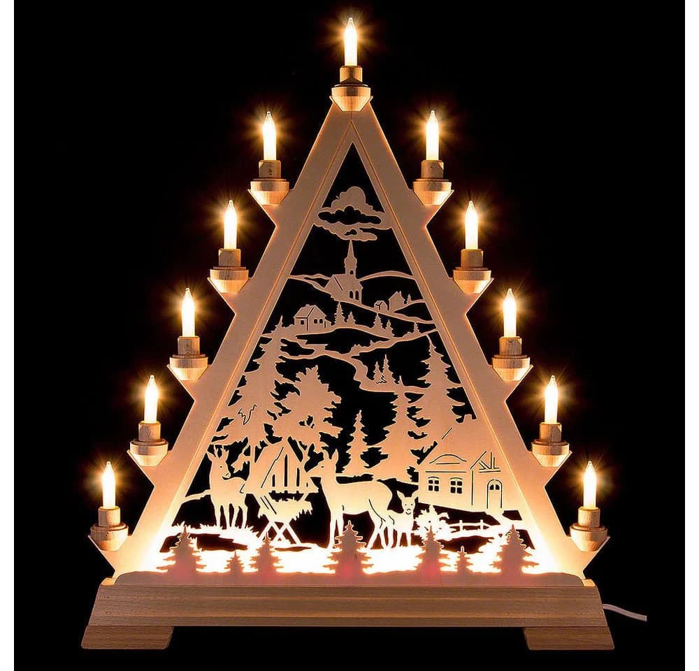 Kunstgewebe Taulin Schwibbogen Lichterspitze Forsthaus 56cm - Bild 2