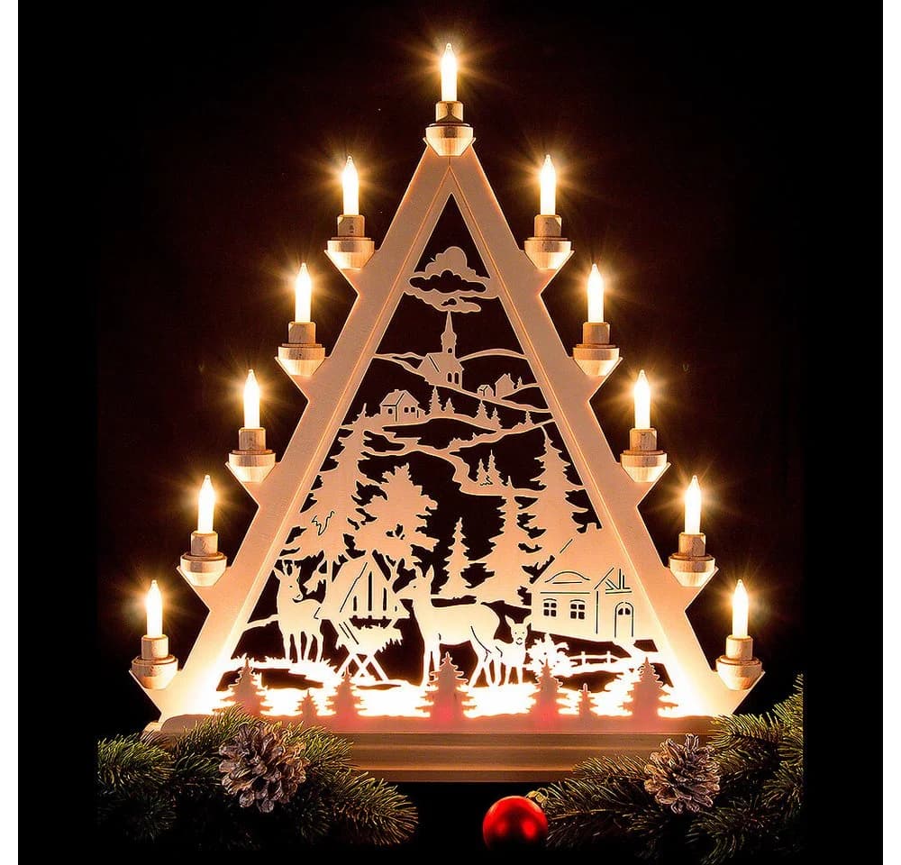 Kunstgewebe Taulin Schwibbogen Lichterspitze Forsthaus 56cm - Bild 4