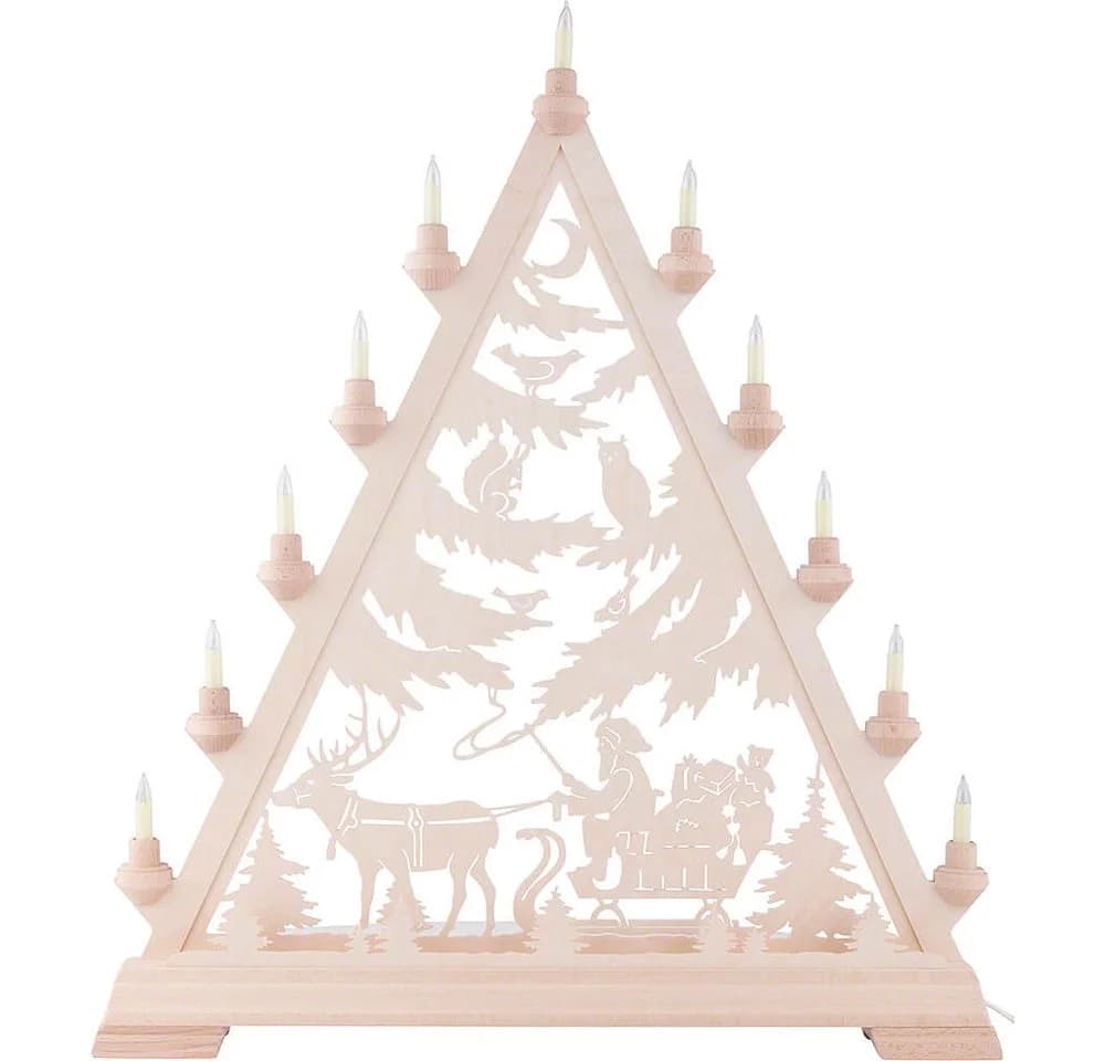 Kunstgewerbe Taulin Schwibbogen Lichterspitze Nikolaus mit Schlitten 66cm