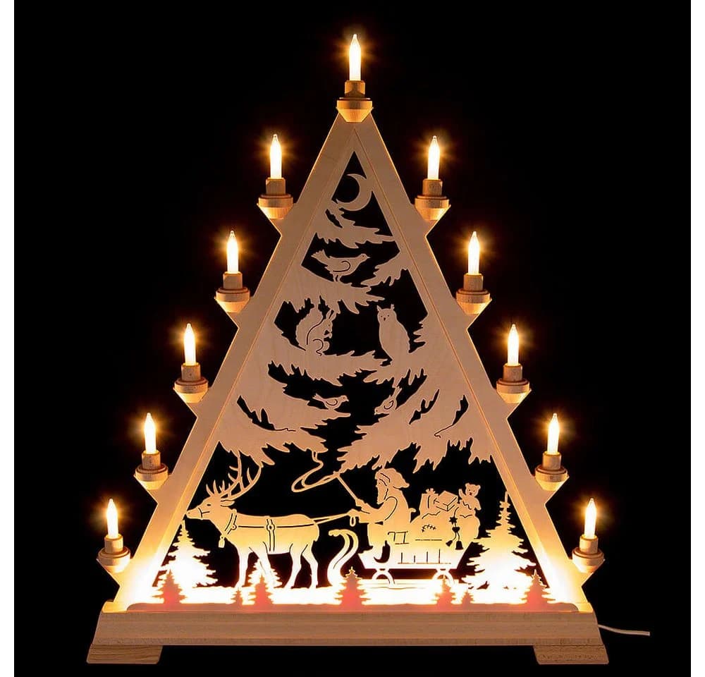 Kunstgewerbe Taulin Schwibbogen Lichterspitze Nikolaus mit Schlitten 66cm - Bild 2