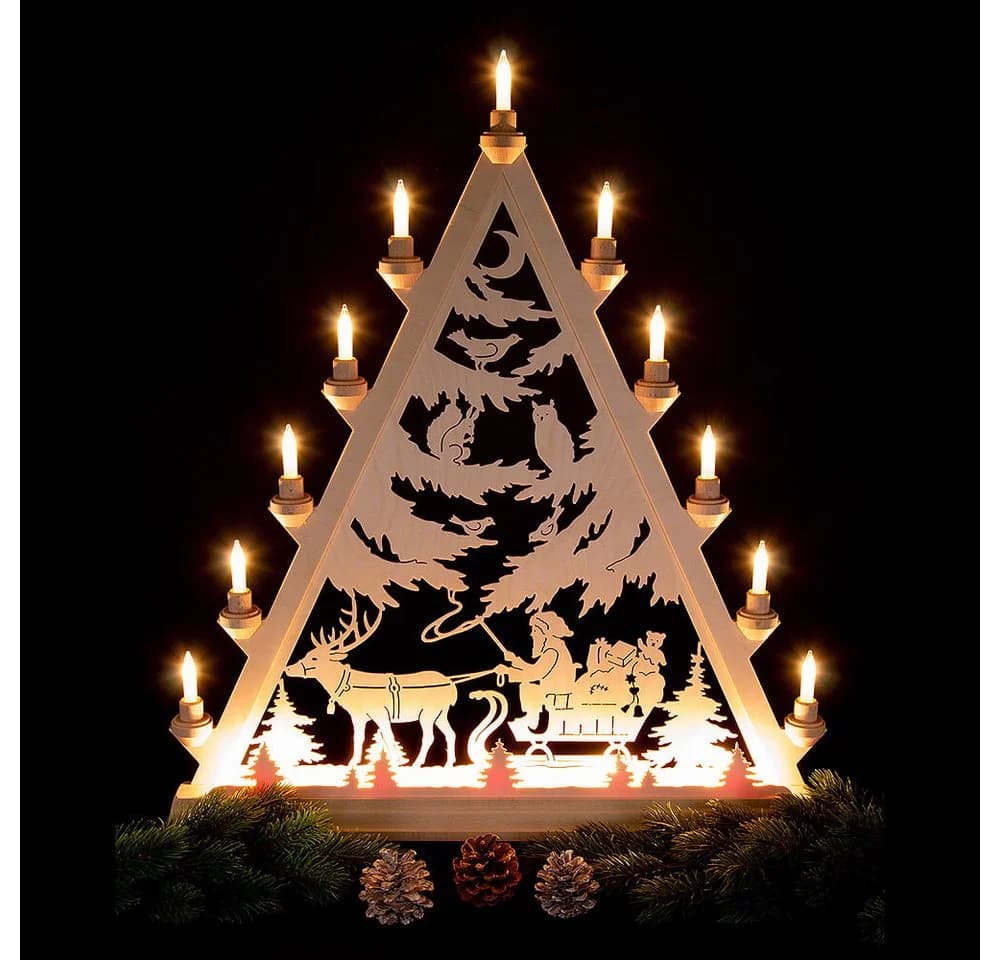 Kunstgewerbe Taulin Schwibbogen Lichterspitze Nikolaus mit Schlitten 66cm - Bild 4