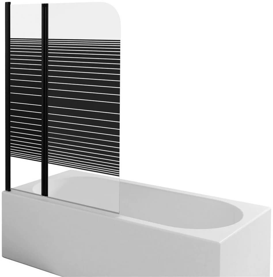 Marwell Badewannenfaltwand Black Lines 2-teilig Glas Aluminium