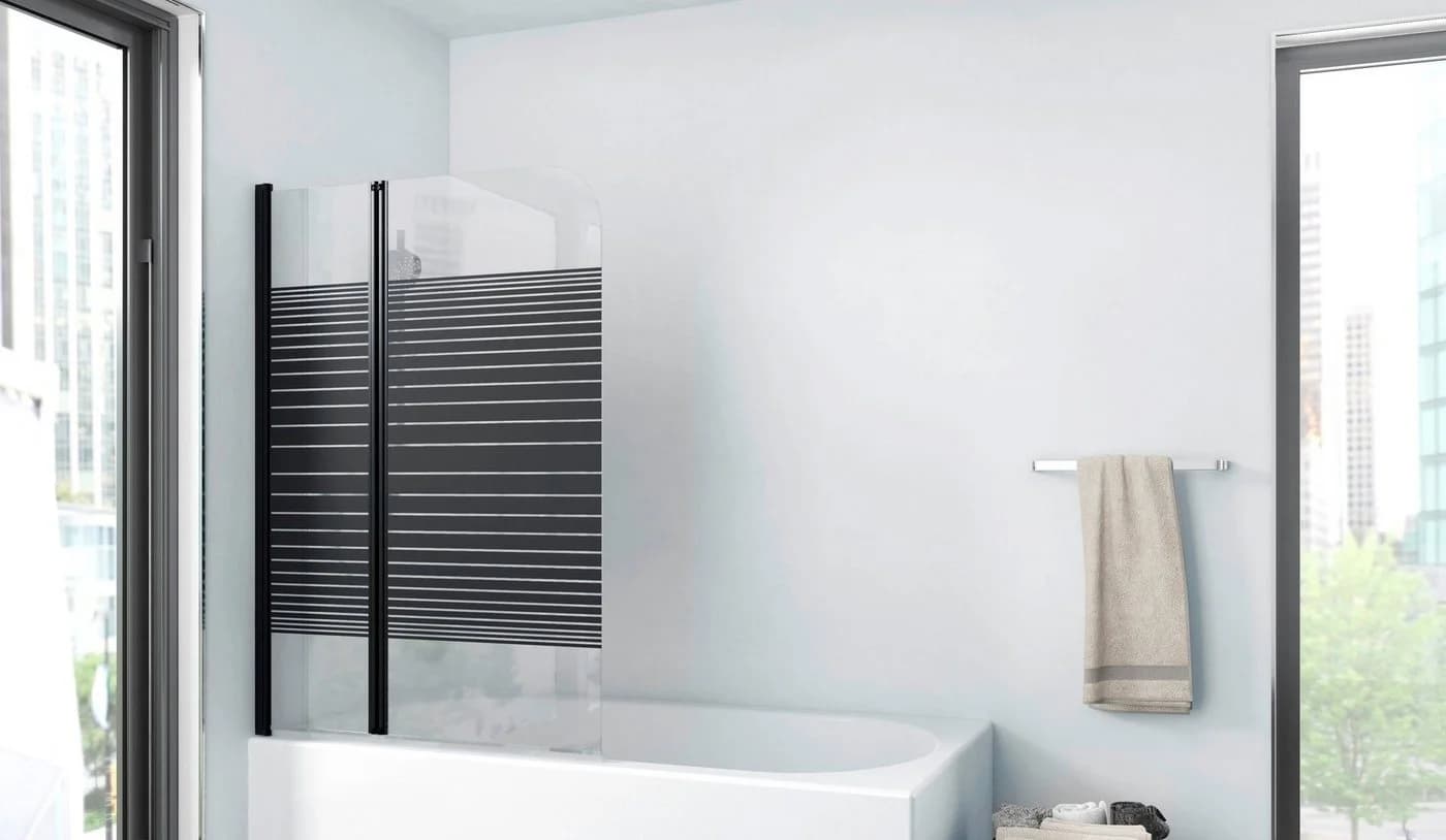 Marwell Badewannenfaltwand Black Lines 2-teilig Glas Aluminium - Bild 2