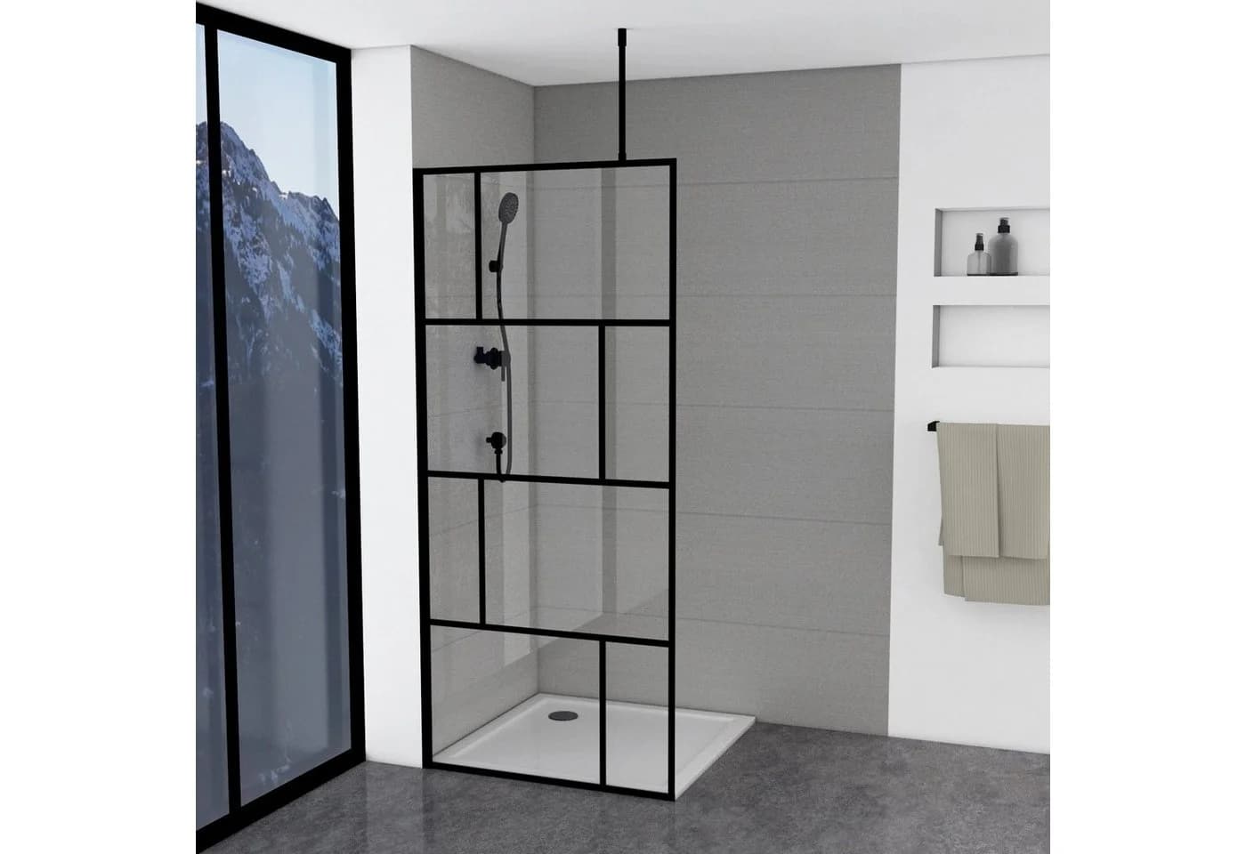 Marwell Walk-in-Dusche Bricks 90x195 cm Schwarz Glas - Bild 2