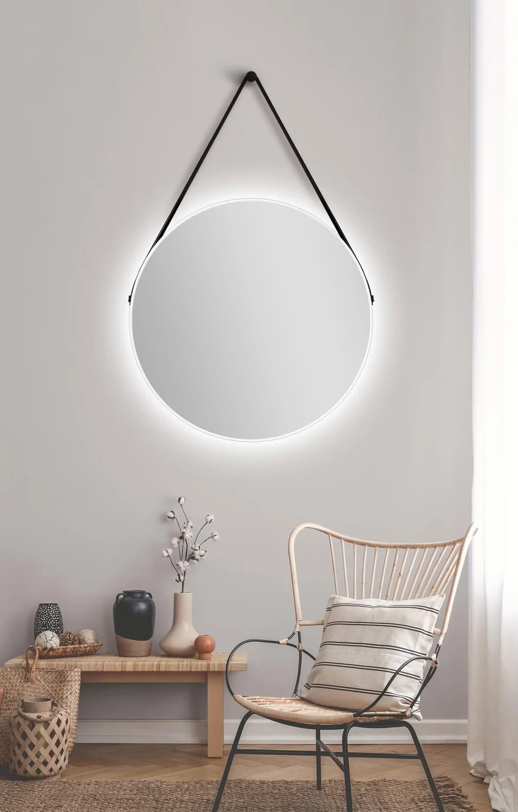 LED-Lichtspiegel TALOS weiß matt Ø 80cm