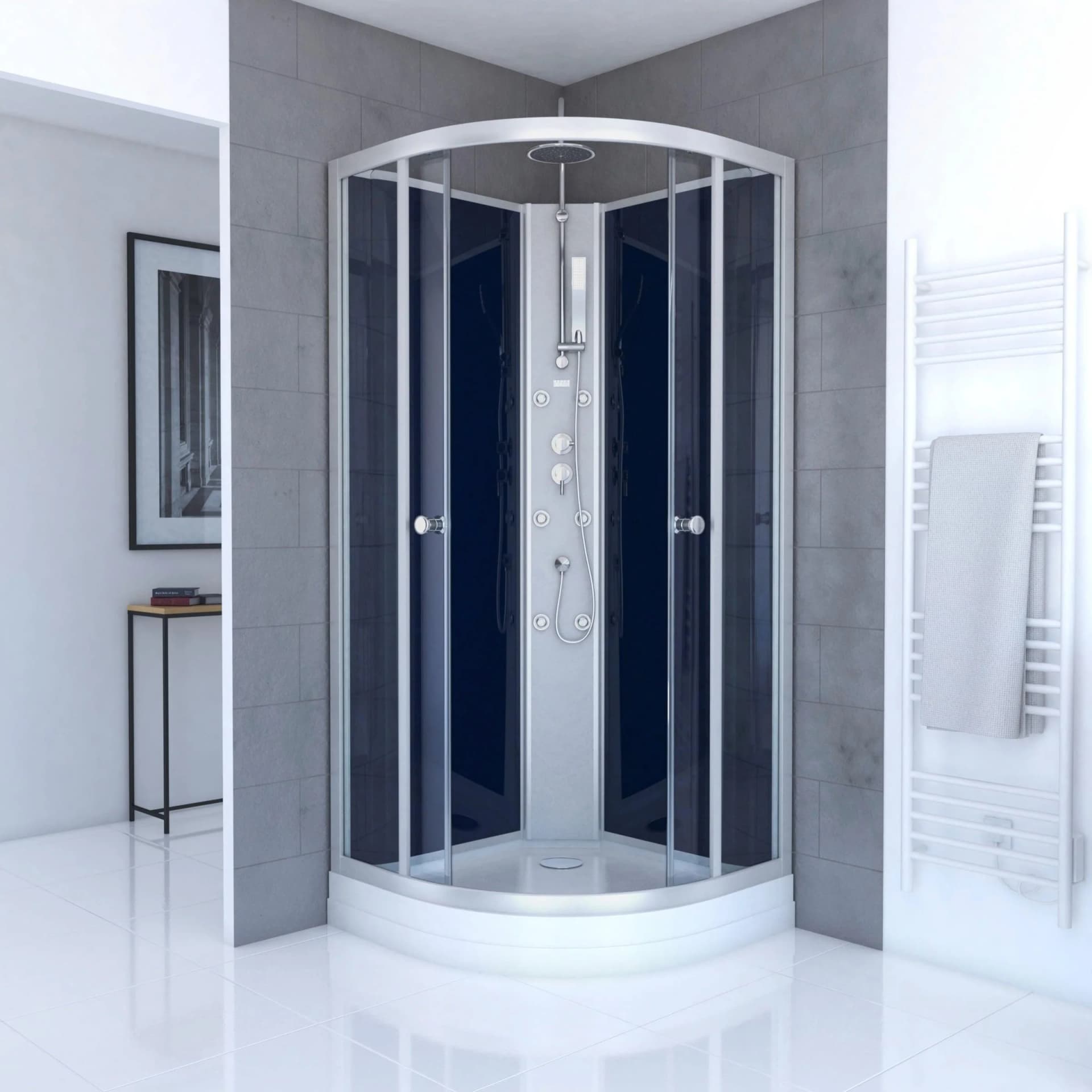 Moderne Komplettdusche aus hochwertigen Materialien