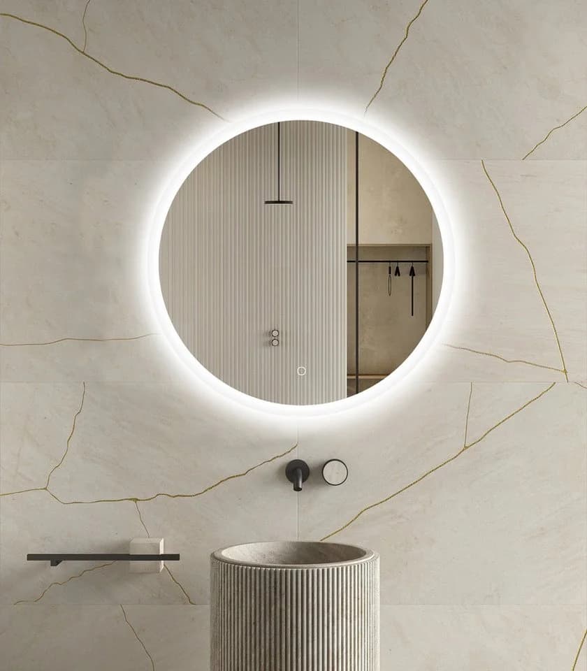 welltime LED-Lichtspiegel Aura mit Lichtfarbenwechsler und Dimmschalter