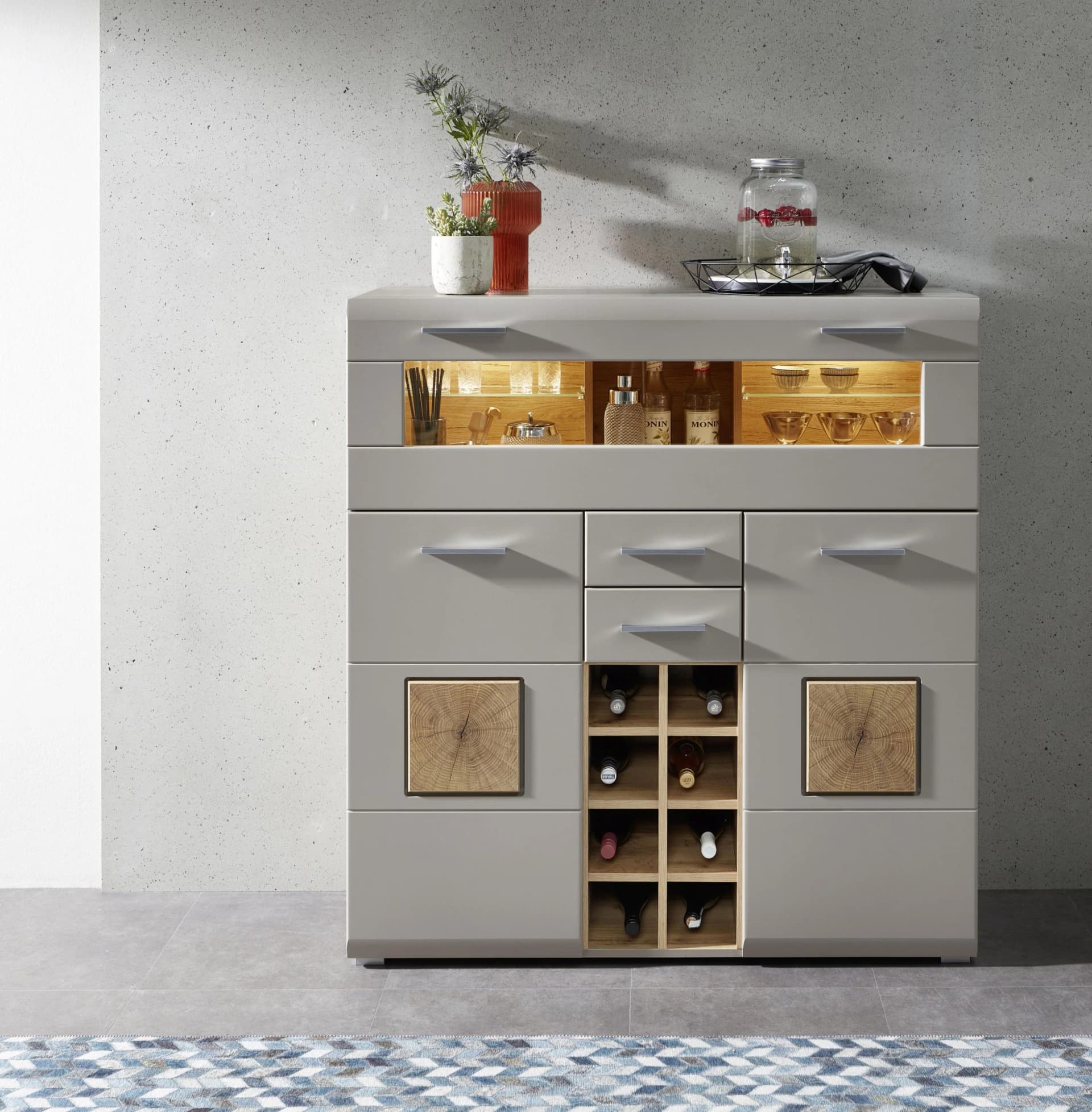 INNOSTYLE FUN PLUS II Barschrank Basalt mit LED-Beleuchtung