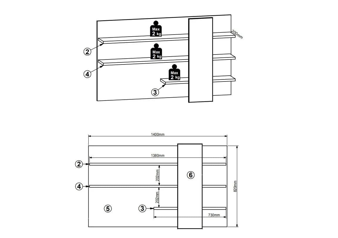INNOSTYLE Wandboard BELLANO Braun Holzwerkstoff 3 Ablageflächen - Bild 4