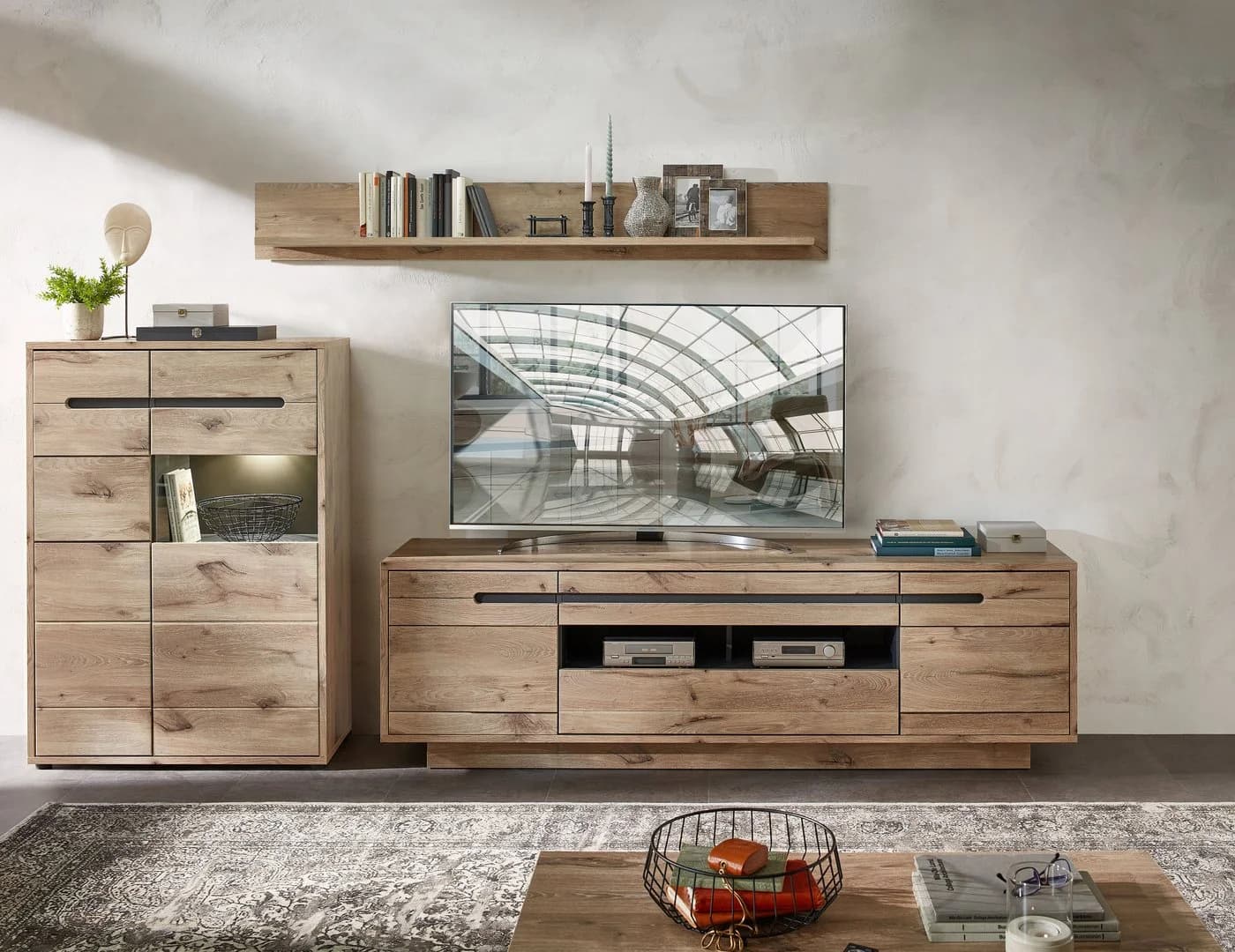 Innostyle Wohnwand BELLANO Braun Grau mit LED-Beleuchtung - Bild 2