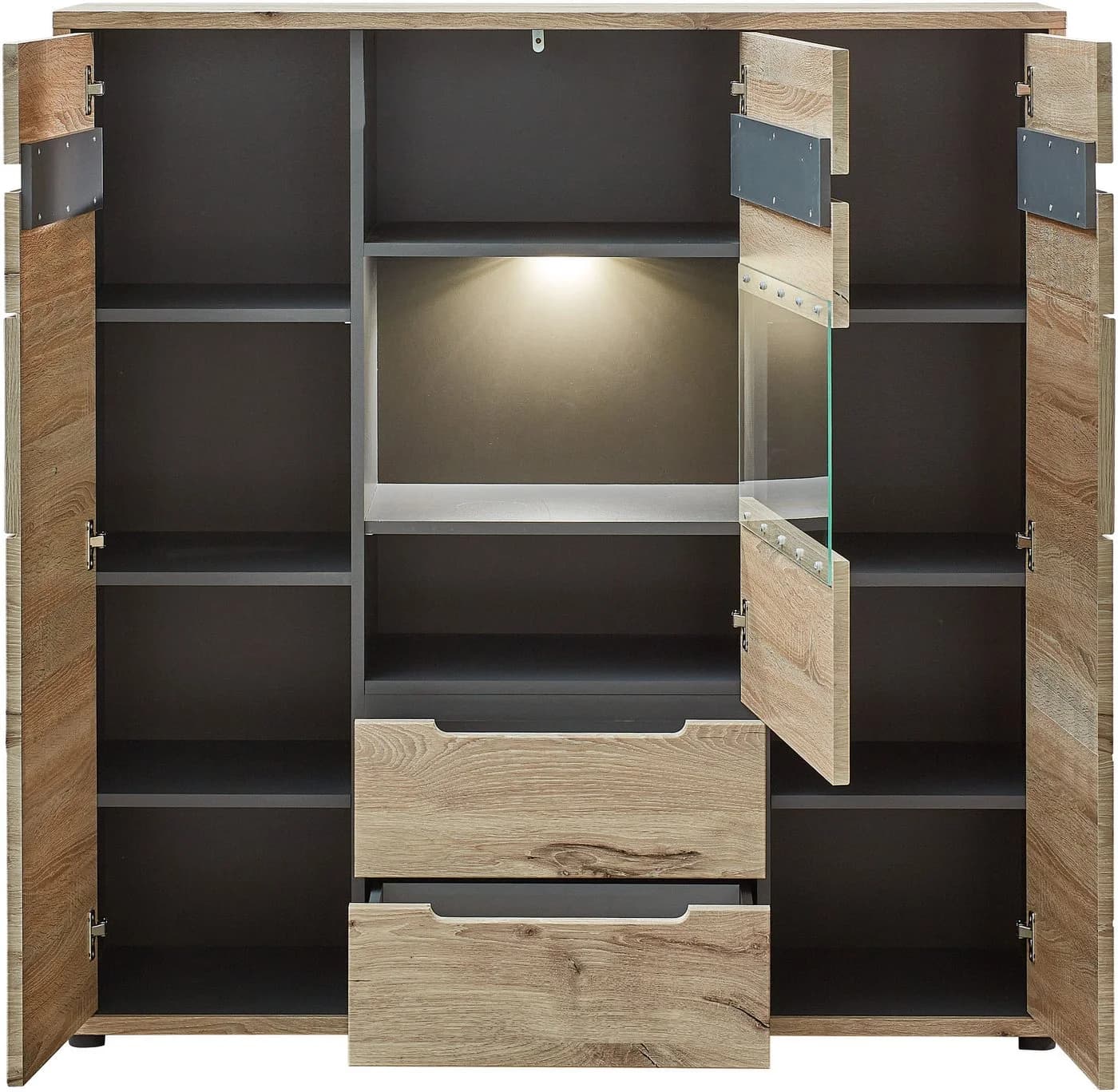 INNOSTYLE Highboard BELLANO Braun/Graphit mit LED-Beleuchtung - Bild 3