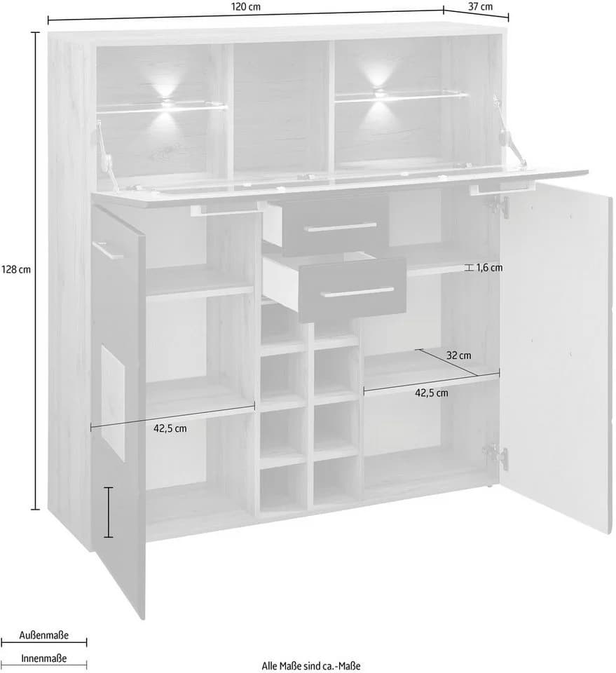 INNOSTYLE Sonate Barschrank Schwarz mit LED-Beleuchtung - Bild 5