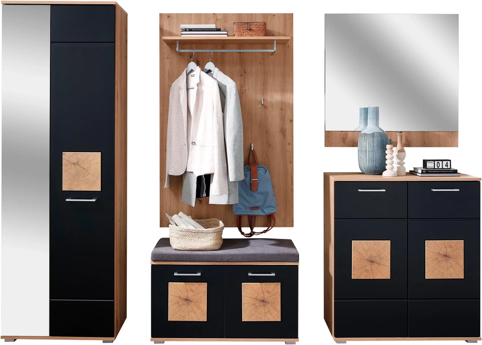 INNOSTYLE Garderoben-Set 5-tlg. Schwarz Artisan Eiche