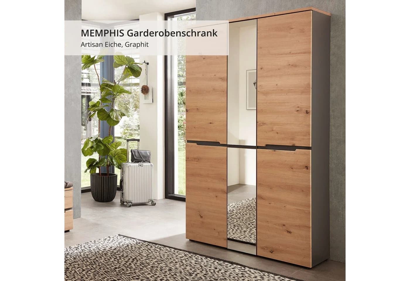 Innostyle Garderobenschrank Memphis 3-tlg. Artisan Eiche Grau - Bild 3