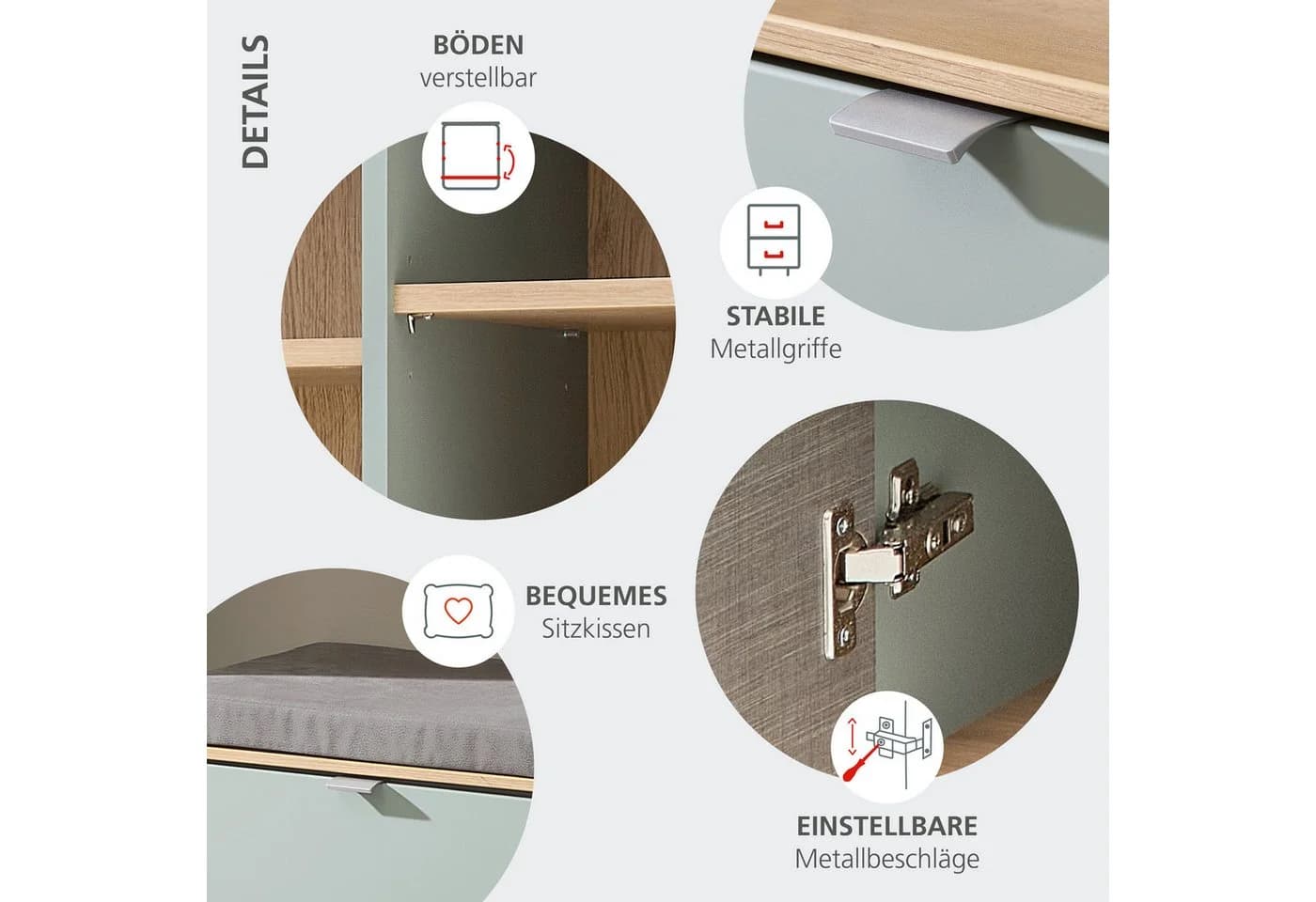 Innostyle Bari Schuhbank Schilfgrün 4 Fächer - Bild 5