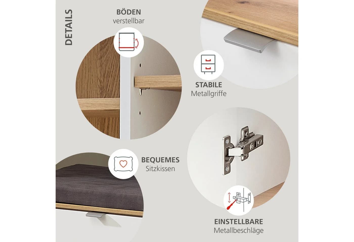 INNOSTYLE Bari Schuhschrank mit Sitzkissen und Softclose - Bild 5