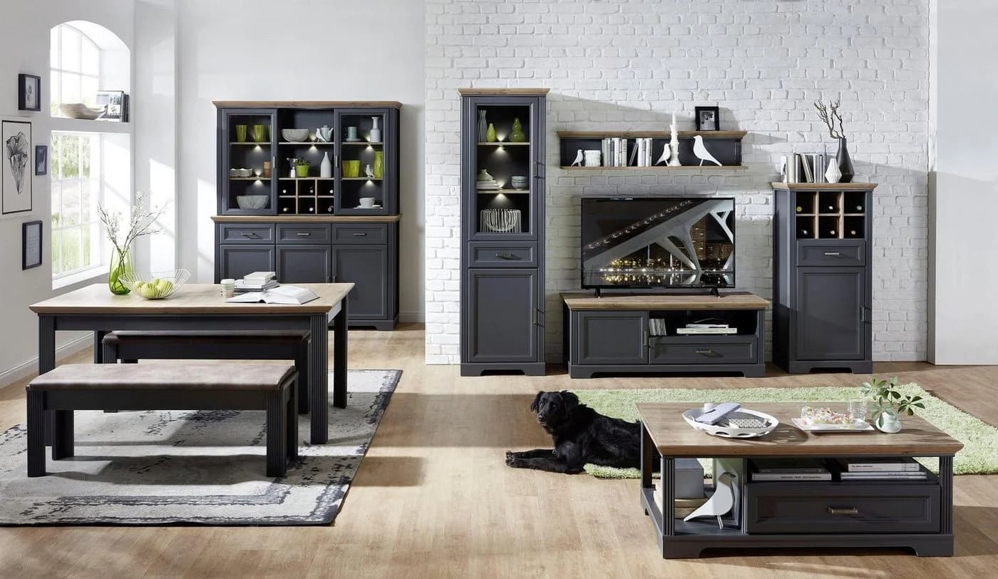 Innostyle Vitrine Jasmin Grau Eiche Modern - Bild 4